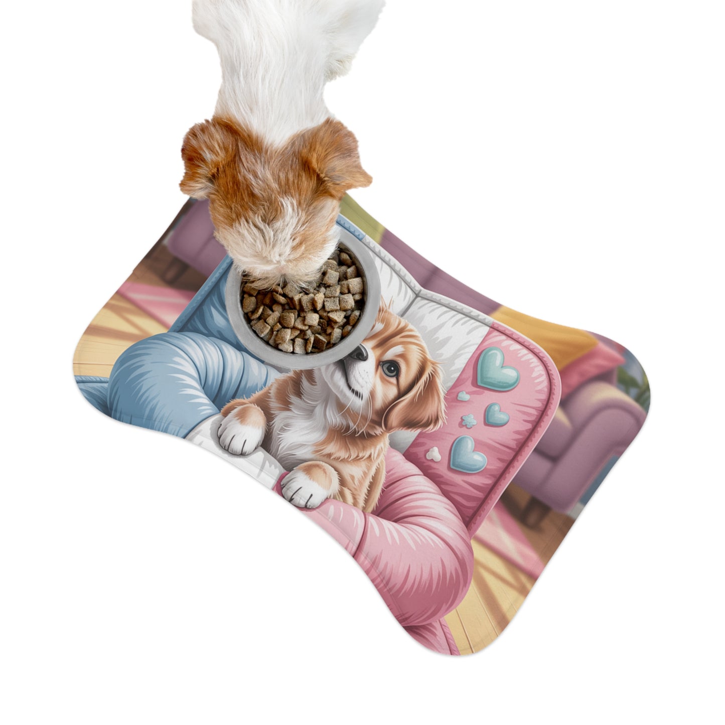 Trans Pride Pet Feeding Mat – Blue, Pink & White Dog & Cat Mat – LGBTQ+ Inclusive Gift